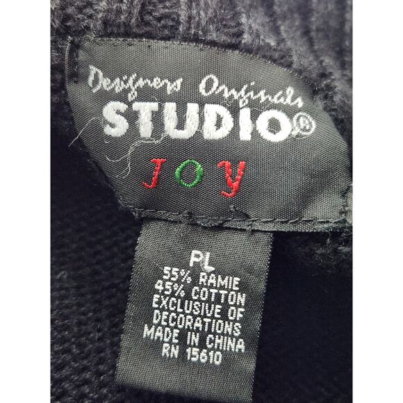 Studio Joy Knit Vest Women's PL Full zip Christmas Trees Holiday Sweater VTG - Picture 5 of 6